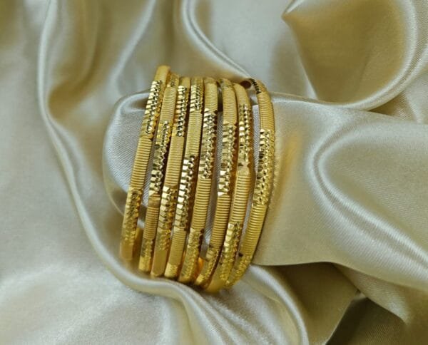 Premium Quality Micro Gold Plated Bangles in set of 8 pcs