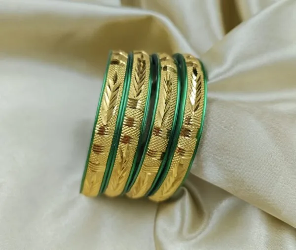 Plastic Gold Plated Bangles Traditional Designer Bangles Set of 4 Pcs for Women & Girls