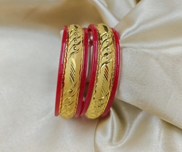 Plastic Gold Plated Bangles Traditional Designer Bangles Set of 2 Pcs for Women & Girls