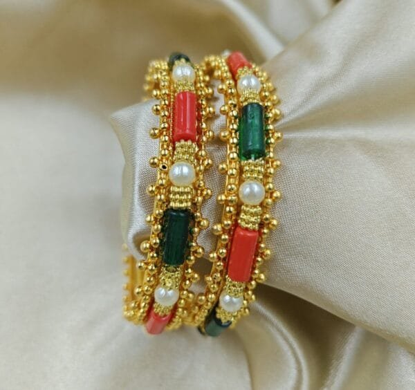 Gold Plated Bangles Traditional Designer Bangles Set of 2 Pcs for Women & Girls - Image 5