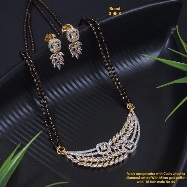 Best Quality CZ Diamond Micro Polish Mangalsutra With Earring