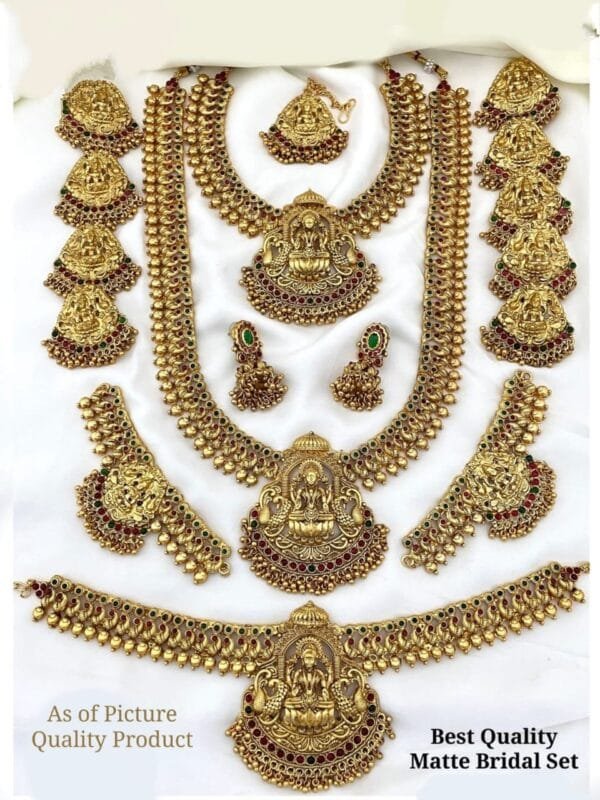 Traditional South Indian Temple Goddess Laxmi Full Bridal (Dulhan) Necklace Set For Women