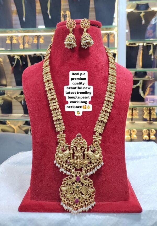 Temple South Indian Long Haram With Earring For Women