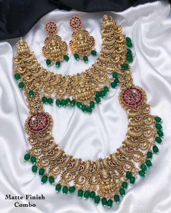 Guttapusalu Combo Semi Bridal Necklace With Earring For Wedding / Engagement / Reception