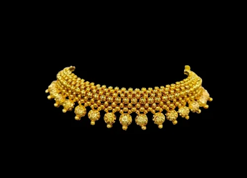 Gold Plated Traditional Maharashtrian Thushi Necklace Jewellery For Girls / Women