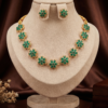 Emerald Green Floral Stone Necklace Set Emerald Green Floral Stone Necklace Set with Earrings