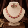 Ruby Red Floral Stone Necklace Set Ruby Red Floral Stone Necklace Set with Earrings