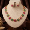 Ruby Red and Emerald Green Floral Stone Necklace Set Ruby Red and Emerald Green Floral Stone Necklace Set with Earrings