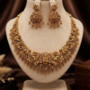 Plain Antique Gold Lakshmi Peacock Temple Necklace Set Antique Gold Lakshmi Peacock Temple Necklace Set
