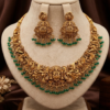 Temple Short Necklace 23 Antique Gold Lakshmi Peacock Temple Necklace Set with Earrings